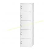 Five-Shelf, 59in White Bookcase with Doors