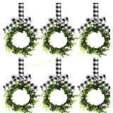 Yilloog 6 Pcs Boxwood Wreaths with Ribbon