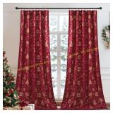 StangH Red Christmas Curtains, 96" Velvet