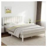 Novilla Full Bed Frame, Fabric Headboard, white