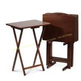 PJ Wood 2.2 ft. Brown Wood Folding TV Tray Table