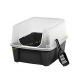 IRIS Cat Litter Box with Shield - Black