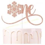 3ct Rose Gold Glitter Snowflake One Cake Topper