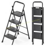 KINGRACK Folding 4 Step Ladder, Black