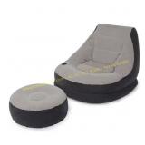 Intex Twin Chair & Ottoman, Black/Grey.