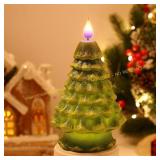 Meonum Christmas Tree Flameless Candle, Green