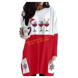 MOUSYA Women Dress Christmas Long Sleeve Top Sz L
