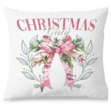 2ct SPBL&L Pink Bow Christmas Pillow Covers 18x18