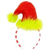 2ct Green Furry Headband Red Xmas Hat
