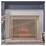Iron Fire Screen, Gold Finish, Minimalistic Design