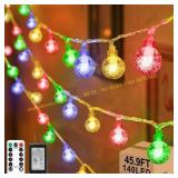 45.9ft 140LED Globe String Lights Outdoor