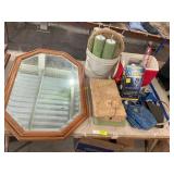 Mirror, ball gloves, cat scratch post, cooler