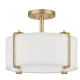 HDC 14 in. 2-Light Brushed Gold Semi-Flush Mount