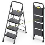 KINGRACK 4 Step Ladder, Steel, Anti-Slip