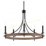 HDC Woodbrier 5-Light Black & Wood Chandelier