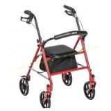 Drive Medical 4 Wheel Rollator, Red