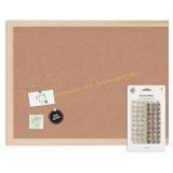 U Brands 24x18 Cork Board & 54 Push Pins Set
