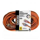 RIDGID 100ft 12/3 Heavy Duty Extension Cord, Orang