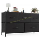 OLIXIS Bedroom Dresser with 5 Drawers, Black
