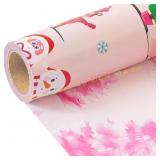 2 Ct. Pink Christmas Wrapping Paper, 17in x 33ft