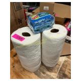 3 rolls paper towels, scrub sponge