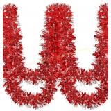 50Ft Red Tinsel Garland + 50ft Green Red