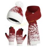Size L CXZXEEU Winter Beanie Set, Red