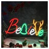 Christmas Believe LED Neon Sign - USB Light
