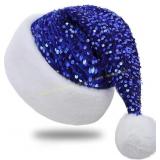 batecoya Santa Hat, Christmas Hat Unisex Blue