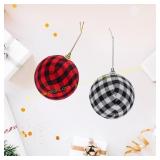 2.4" Buffalo Plaid Christmas Balls, 8pcs