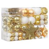XmasExp 99Pk Xmas Ball Ornaments Shatterproof Gold