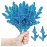 18 Glitter Christmas Pine Picks (Lake Blue)