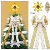 Liliful Christmas Tree Topper LED Star & Bow