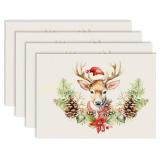 RZQIJ Deer Pine Cone Placemats, 12" x 18"