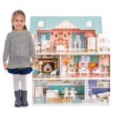 Robud Lady Wooden Dollhouse, 3 Story, 28 PCS