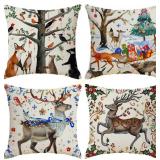Christmas Pillow Covers, 18 x 18 In, Set of 4