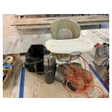 High chair, electric cord, thermos, cooler