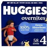 Huggies Overnites Size 4 Diapers, 58 Ct
