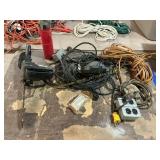 Electric chain saw, electric cords, extinguisher