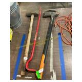 Axe, crow bar, sledge hammer