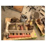Fan, step ladder, vintage tools