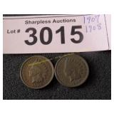 1907   1908  Indian head pennies
