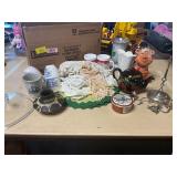 Mugs, Vases, Teapot, Doilies, Misc