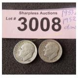 1952 1953 d  silver dimes