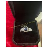 Blue Sapphire Colored Gemstone Ring Size 6