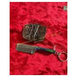 Damascus Knife With Sheath/Keychain/Keyring