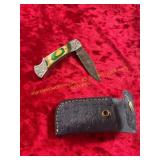 Damascus Pocket Knife With Sheath