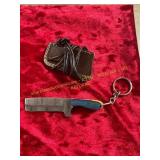 Damascus Knife With Sheath/Keychain/Keyring