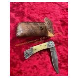 Damascus Pocket Knife with Sheath