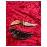 Damascus Knife with Sheath Antler Handle?